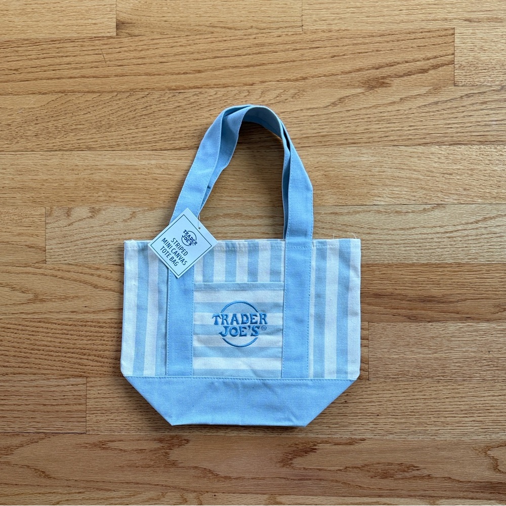 Trader Joe’s Light Blue & White Striped Canvas Tote